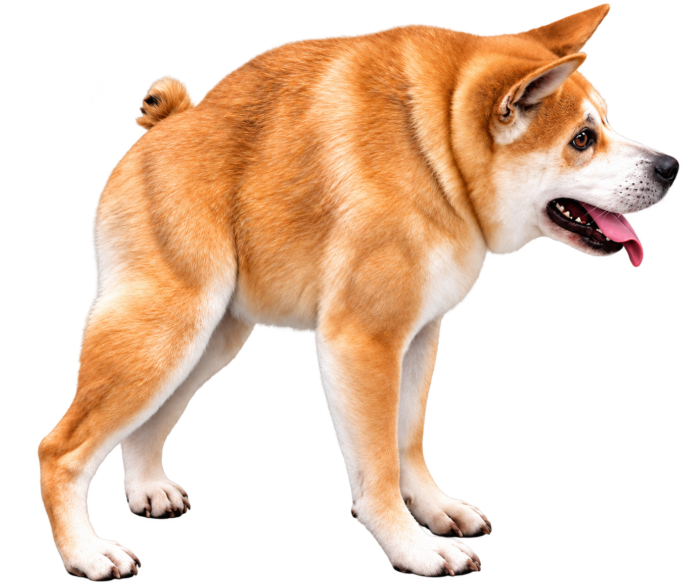 土豆, a Chinese pastoral dog with a short spine, standing in profile